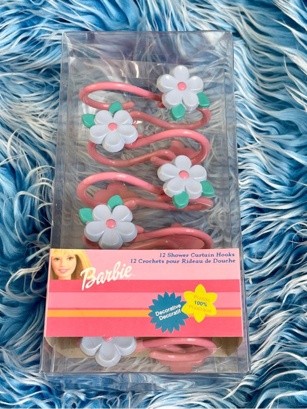 Vintage Y2K 2003 Deadstock Decorative Plastic Barbie Flower Shower Curtain Hooks